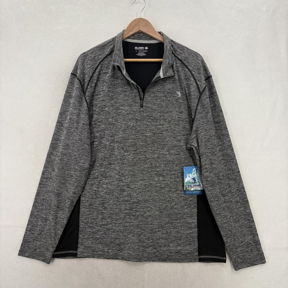 Reel Legends Ultra Comfort Pullover Mens Large Gray 1/4 Zip Stretch Fishing Top